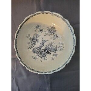 T .Elsmore & Son bowl, Tunstall England vintage 9.5" Beautiful Blue & White